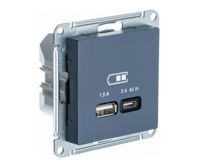 USB Розетка A + тип-C 45W высокоскор.заряд. QC,PD, мех. Systeme Electric AtlasDesign Грифель ATN000729