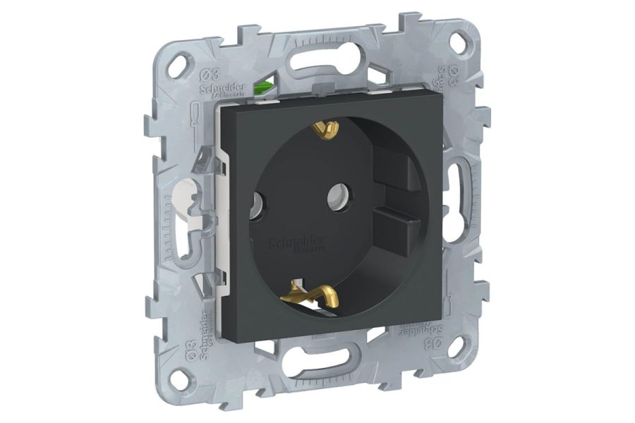 Розетка Schneider Electric Unica New с/з со шторками NU505754
