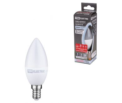 Лампа светодиодная диммируемая TDM Electric Е14 6W 4000K прозрачная SQ0340-0198