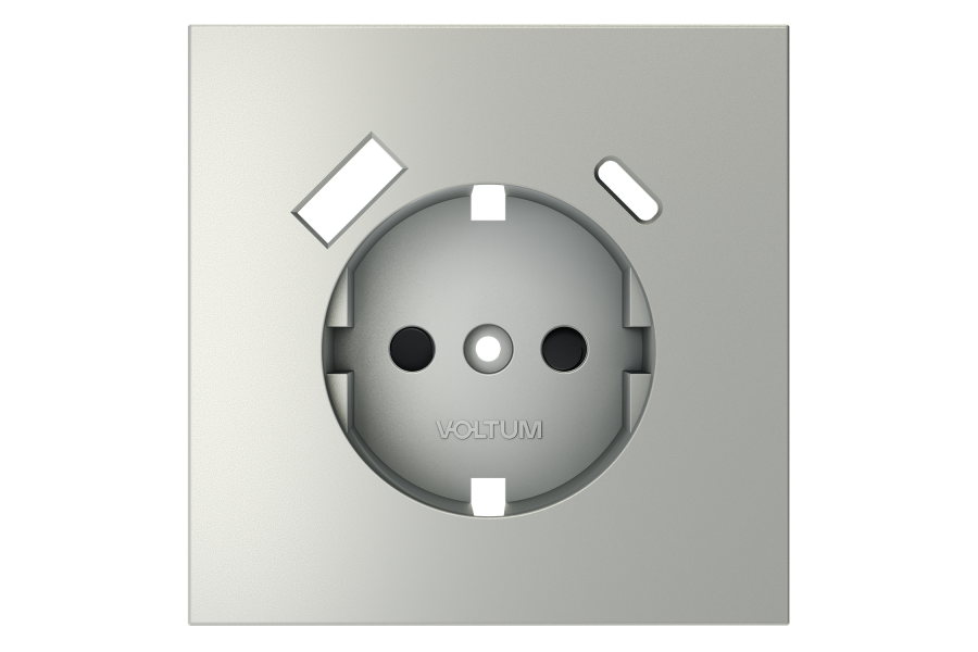 Накладка для розетки с заземлением и защитными шторками, с USB A+C Voltum S70 (сталь) VLS001005