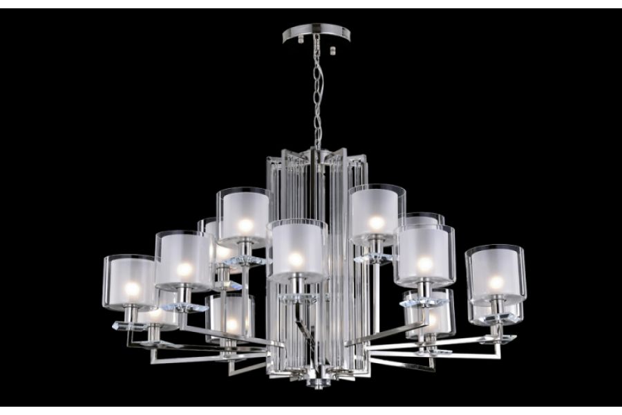 Подвесная люстра Crystal Lux Nicolas NICOLAS SP-PL10+5 NICKEL/WHITE