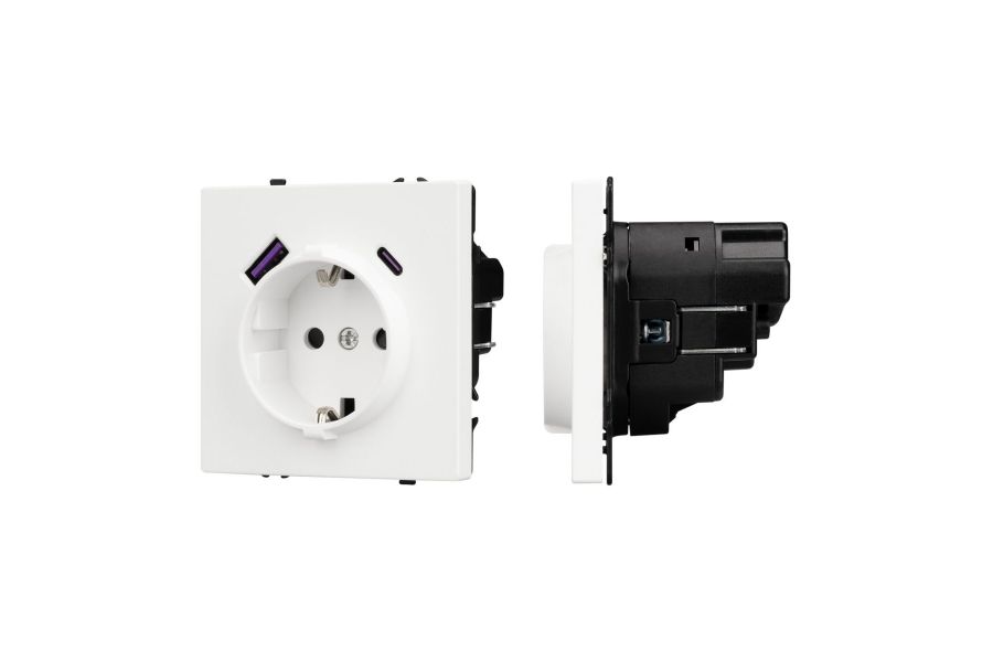 Розетка зк со шторками с USB тип А+С софт-тач белый кварц Arlight SCT-MUAC-SFPL-WH (250V, 16A) 054284(1)