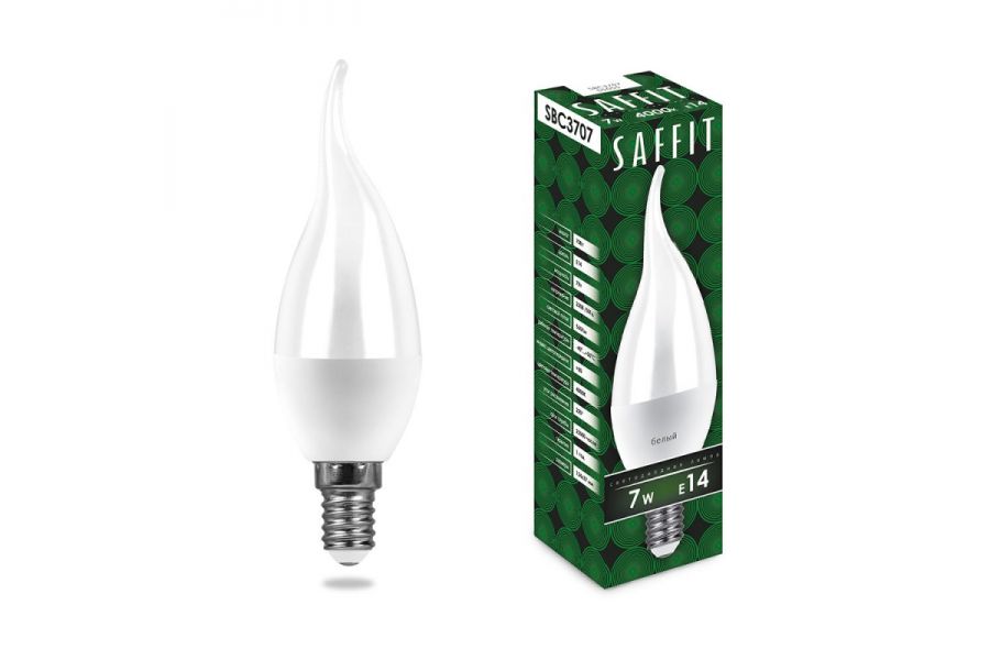 Лампа светодиодная Saffit SBC3707 Свеча на ветру E14 7W 6400K 55142