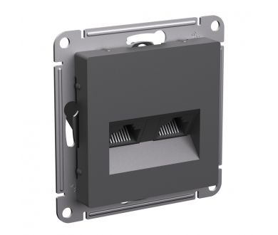 Розетка двойная компьютерная RJ45+RJ45, кат.5Е, механизм Systeme Electric AtlasDesign Базальт ATN001485