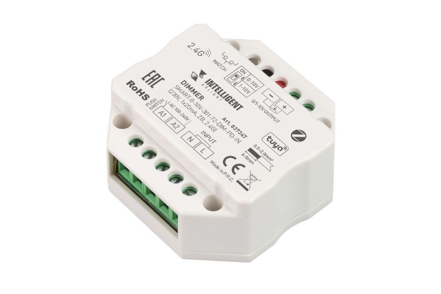 Диммер Arlight SMART-0-10V-301-72-DIM-PD-IN (230V, 1x20mA, ZB, 2.4G) 037347