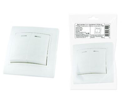 Выключатель двухклавишный с подсветкой Таймыр TDM Electric SQ1814-0505