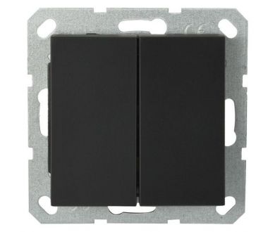 Выключатель двухклавишный Jasmart с накладкой 10A 250V черный матовый (soft touch) G3023PB