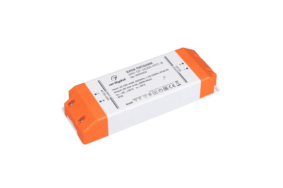 Блок питания Arlight ARV-SP-24200-PFC-B (24V, 8.3A, 200W) (IP20 Пластик) 022922(3)