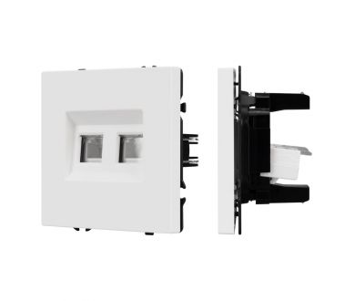 Розетка телефонная двойная софт-тач белый кварц Arlight SCT-MTL2-SFPL-WH (2хRJ-11, 4C) 054308(1)