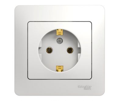 Розетка с/з (в сборе с рамкой) Systeme Electric Glossa Бел GSL000142