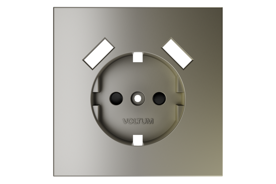 Накладка для розетки с заземлением и защитными шторками, с USB A+A Voltum S70 (шелк) VLS000904