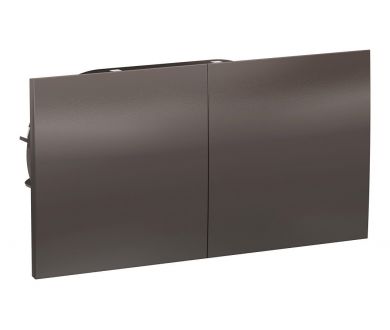 Розетка с/з двойная, со шторками, с крышкой, 16А, в сборе Systeme Electric AtlasDesign Мокко ATN000628