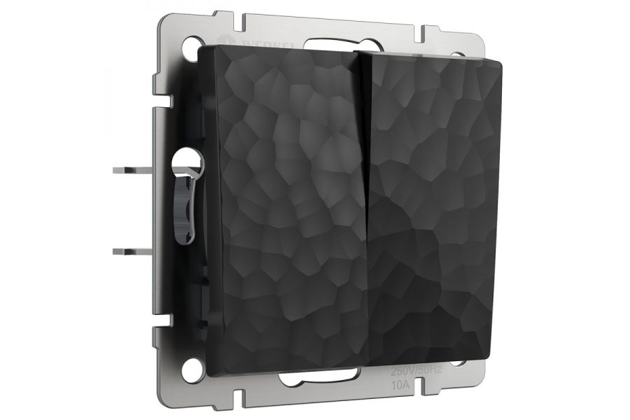 Выключатель Werkel Hammer двухклавишный черный W1220008 4690389162329
