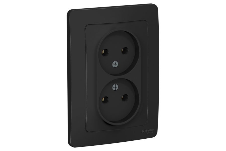 Розетка 2-ая б/з без шторок, 16А, 250В Systeme Electric Blanca внутр Антрацит BLNRS000026