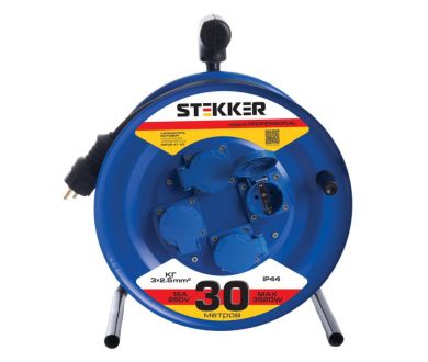 Удлинитель на металлической катушке 4-местный Stekker PRF02-41-30 30м 39296