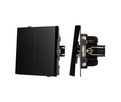 Механизм выключателя двухклавишный проходной Arlight SWT-TENDO-MKP2-PL-BK (230V, 10A) 054067