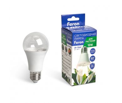 Лампа светодиодная для растений Feron LB-7062 E27 12W полный спектр 38277