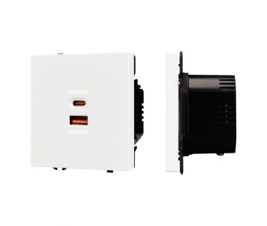Механизм розетки с быстрой USB зарядкой Arlight SCT-NOBE-MUAC-SFPL-FC-WH (65W, QC3) 054316