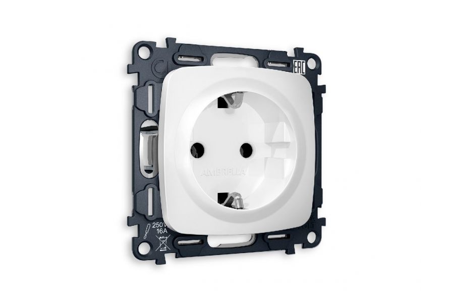 Комплект механизма розетки с/з на винтовых зажимах Ambrella Volt Omega MO126010