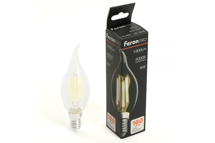 Лампа светодиодная Feron LB-1218 E14 8W 4000K 51266