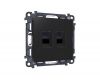 Комплект механизма компьютерной двойной розетки RJ-45 Ambrella Volt MA812110 (8P8C) CAT6 с автоматической защитной шторкой Alfa Черный матовый Quant