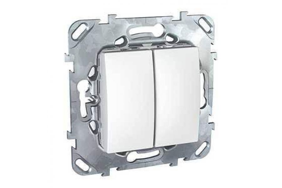 Переключатель двухклавишный Schneider Electric Unica 10AX 250V MGU5.213.18ZD