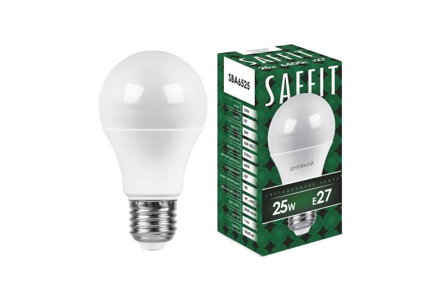Лампа светодиодная Saffit SBA6525 шар E27 25W 6400K 55089