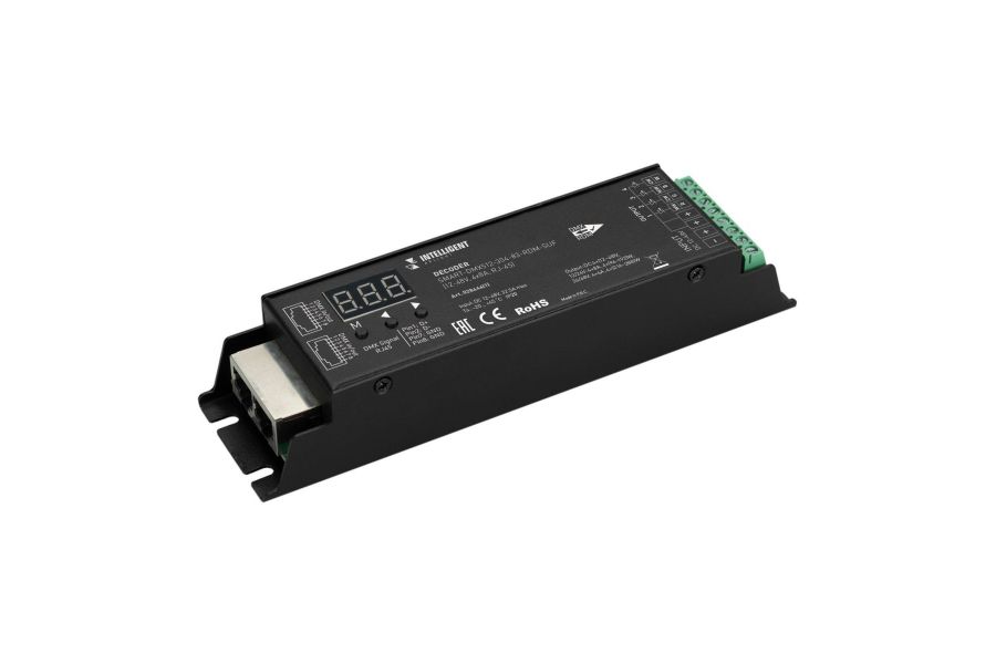 Декодер Arlight SMART-DMX512-304-83-RDM-SUF Black (12-48V, 4x8A, RJ-45) 028444(1)