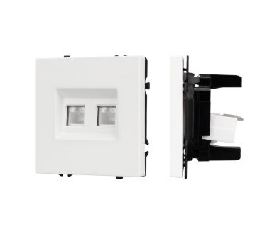 Розетка компьютерная двойная софт-тач белый кварц Arlight SCT-MPC2-SFPL-WH (2хRJ-45, CAT6) 054312(1)