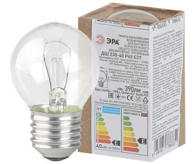 Лампа накаливания Эра E27 40W ДШ 40-230-Е27 (гофра) Б0039133