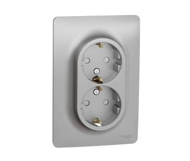 Розетка двойная Schneider Electric Unica New с/з со шторками NU206730