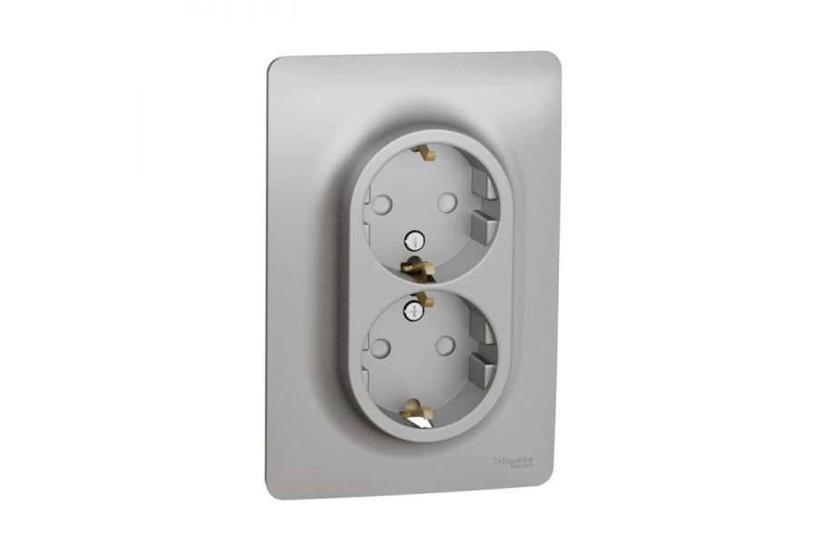 Розетка двойная Schneider Electric Unica New с/з со шторками NU206730