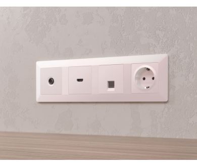 Комплект механизма компьютерной розетки RJ-45 экранированной с автоматической защитной шторкой Alfa Жемчуг Quant Ambrella Volt MA212005 (AP2120, VM185)