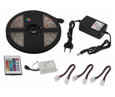 Светодиодная влагозащищенная лента ЭРА 14,4W/m 60LED/m 5050SMD RGB 5M 5050kit-14,4-60-12-IP65-RGB-5m Б0043070