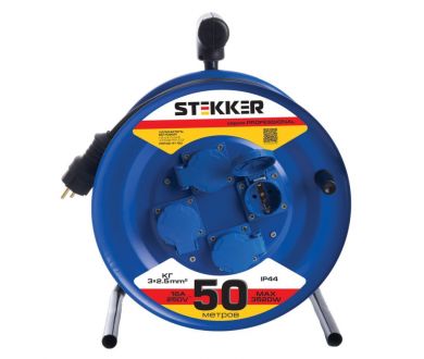 Удлинитель на металлической катушке 4-местный Stekker PRF02-41-50 50м 39297