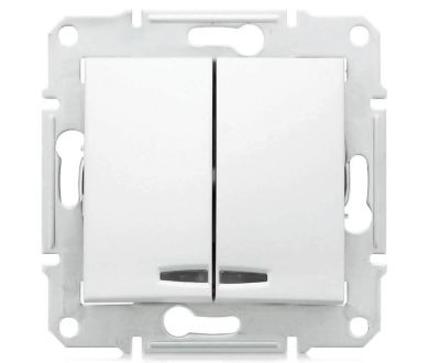 Выключатель двухклавишный с синей подсветкой Schneider Electric Sedna 10A 250V SDN0300321
