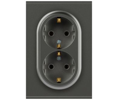 Розетка Эра Arktik 16-2105-06 двойная с заземлением 2X2P+E Schuko со шторками 16А-250В графит Б0070459