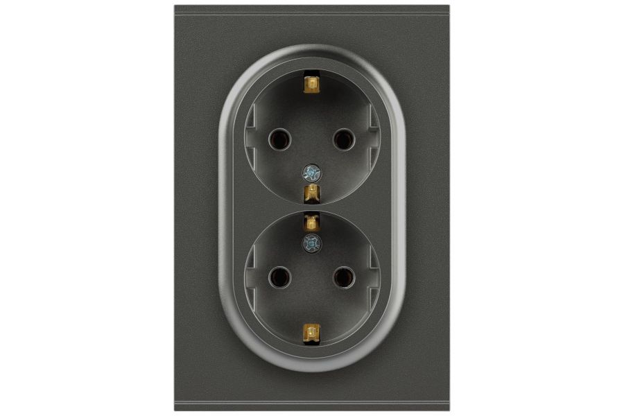 Розетка Эра Arktik 16-2105-06 двойная с заземлением 2X2P+E Schuko со шторками 16А-250В графит Б0070459