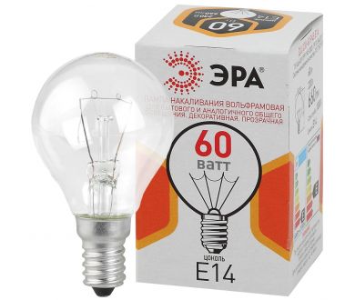 Лампа накаливания Эра E14 60W ДШ 60-230-E14-CL Б0039138