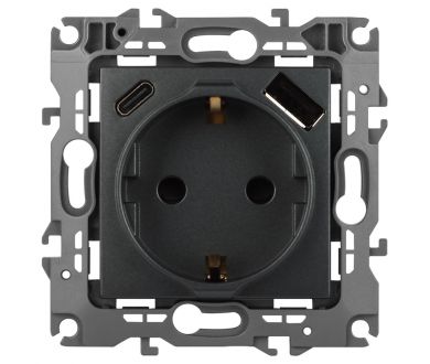 Розетка со шторками с USB type-A+C Эра 12-4108-12 Б0067700