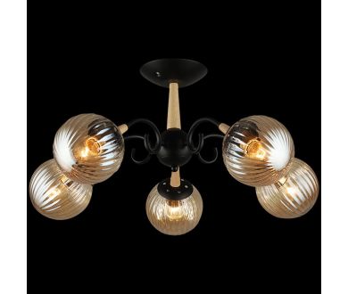 Люстра на штанге Reluce 04886-0.3-05 BK+WOOD