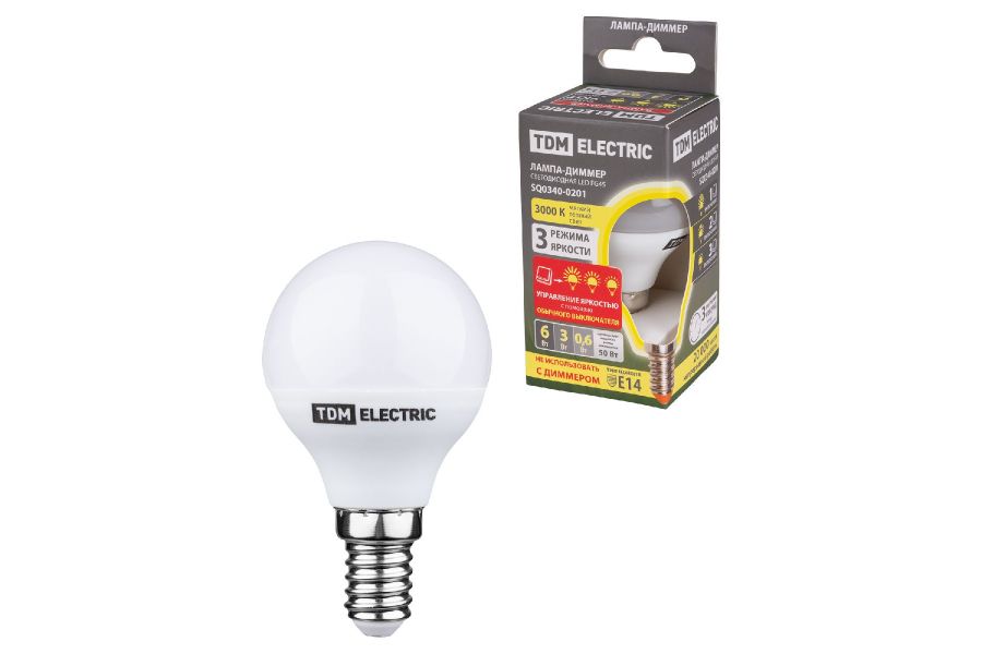 Лампа светодиодная диммируемая TDM Electric Е14 6W 3000K матовая SQ0340-0201