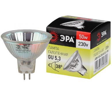 Лампа галогенная Эра GU5.3 50W 3000K GU5.3-JCDR (MR16) -50W-230V-CL C0027365