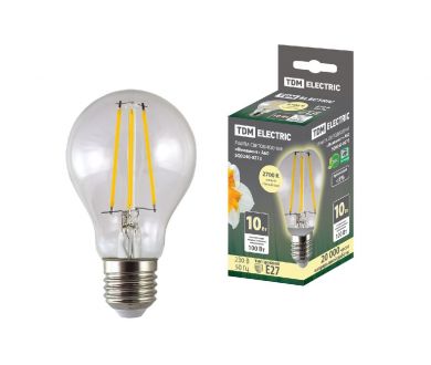 Лампа светодиодная филаментная TDM Electric E27 10W 2700K прозрачная SQ0340-0273