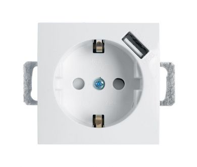 Розетка Stekker Эрна c/з 16A 250V с защитной шторкой и с USB белый PST16-9111-01 39318