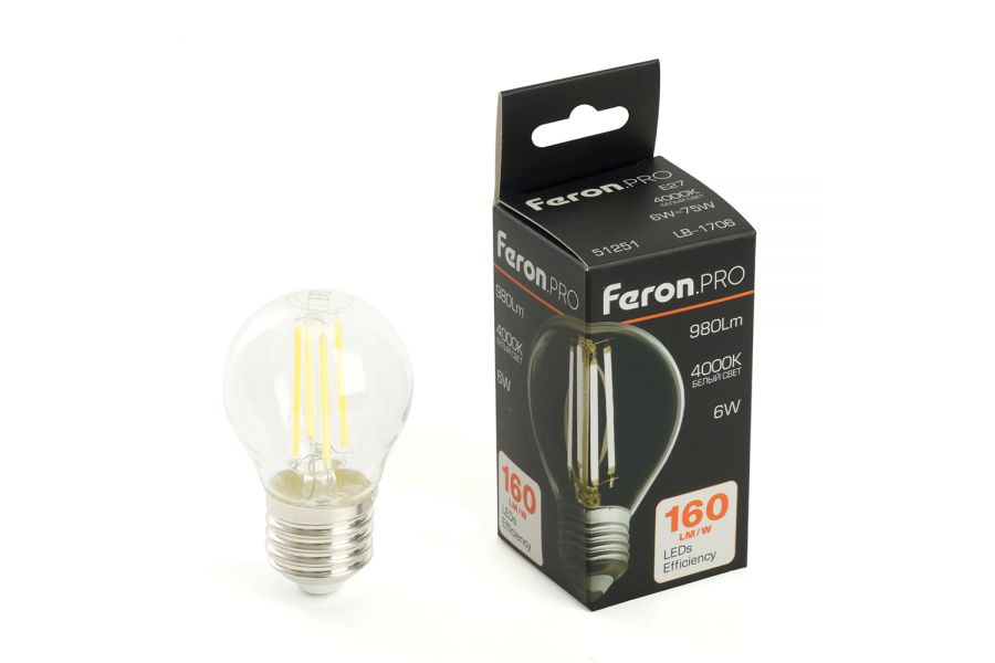 Лампа светодиодная Feron LB-1706 E27 6W 4000K 51251