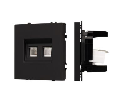 Розетка компьютерная двойная софт-тач черный оникс Arlight SCT-MPC2-SFPL-BK (2хRJ-45, CAT6) 054313(1)