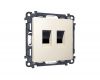Комплект механизма компьютерной двойной розетки RJ-45 с автоматической защитной шторкой Alfa Бежевый матовый Quant Ambrella Volt MA332110 (AP3321, VM189)