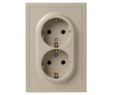 Розетка Эра Galaxy 15-2105-04 с заземлением двойная 2X2P+E Schuko со шторками IP20 16А-250В шампань Б0070703