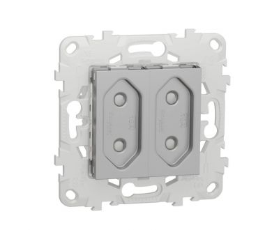 Розетка двойная Schneider Electric Unica New б/з со шторками NU503130